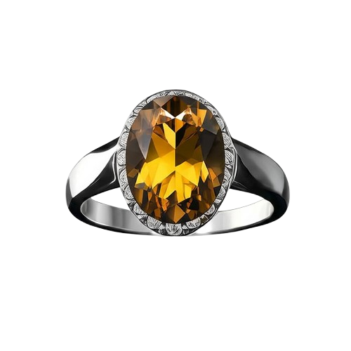 Natural Yellow Sapphire Pukhraj Silver Ring