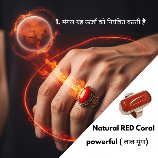 Red Coral Moonga Silver Ring