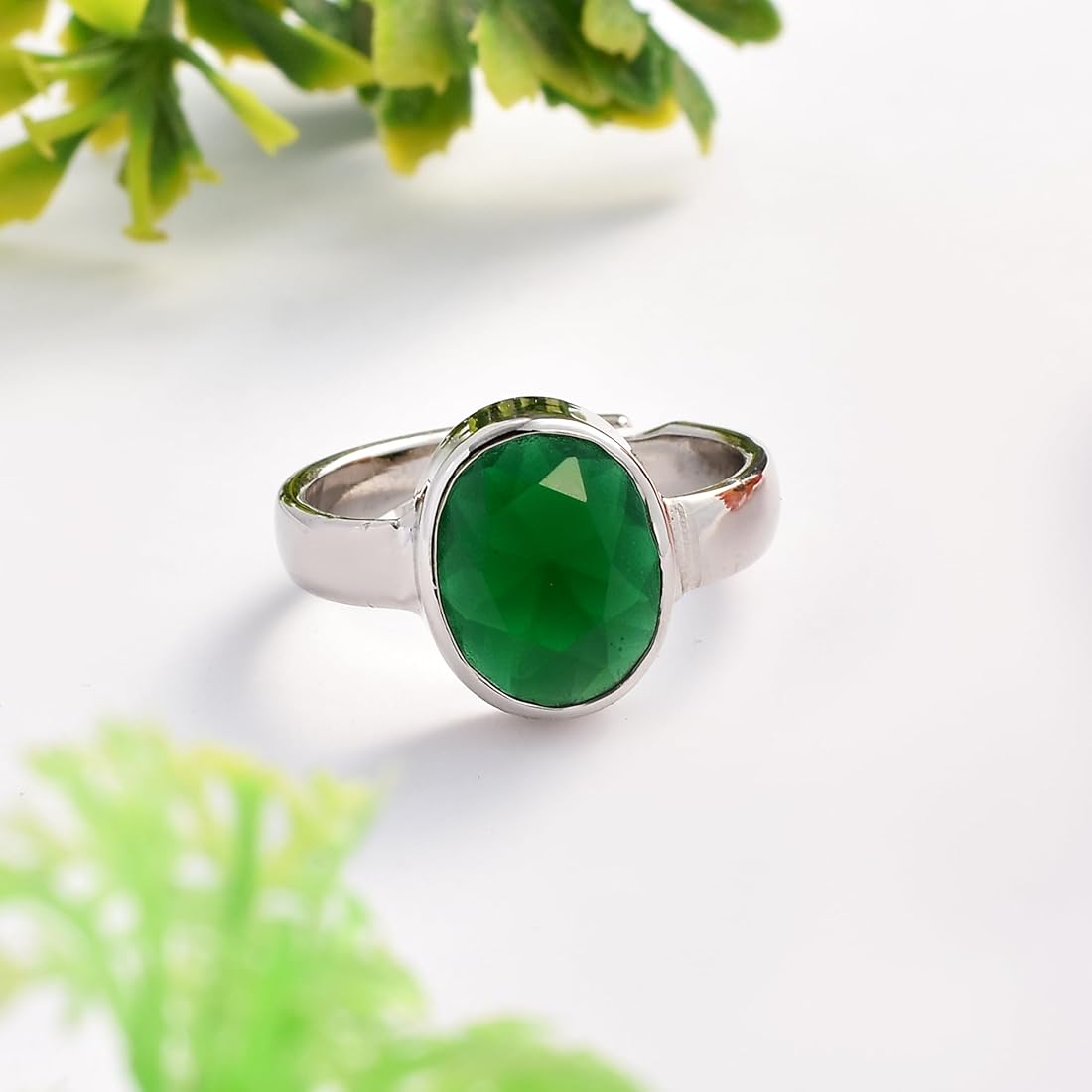 Natural Panna stone Silver Ring+GOVT.Lab certificate