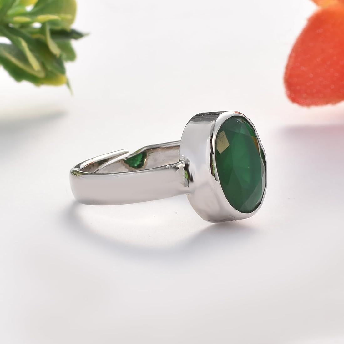 Natural Panna stone Silver Ring+GOVT.Lab certificate