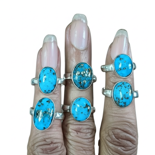 Natural Turquoise Firoza Silver Ring
