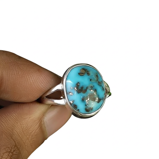 Natural Turquoise Firoza Silver Ring