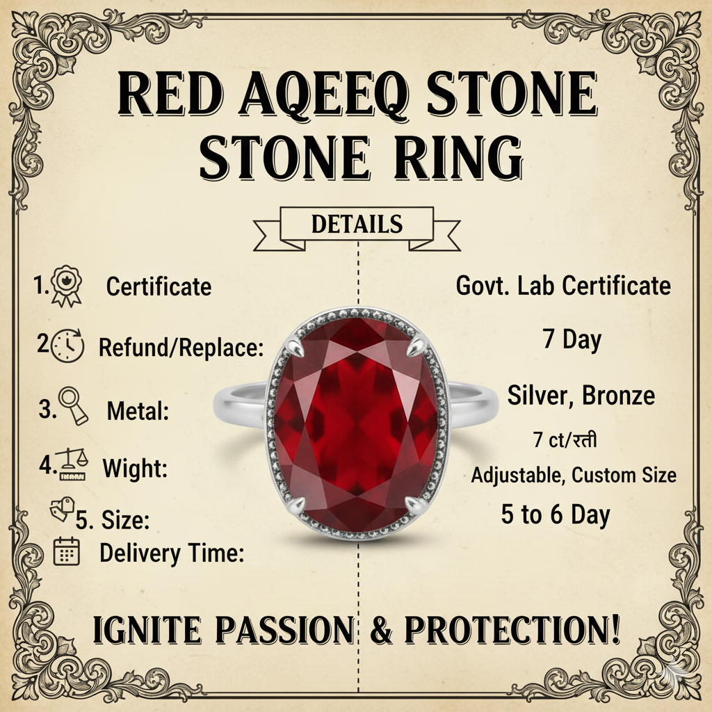 Natural Yamani Red Aqeeq Silver Ring+Govt.Lab certificate
