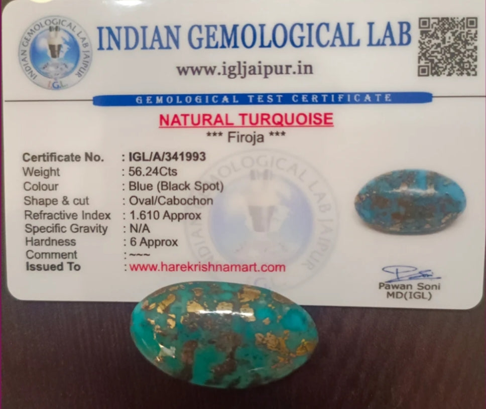 Natural Turquoise Firoza Silver Ring+GOVT.Lab certificate